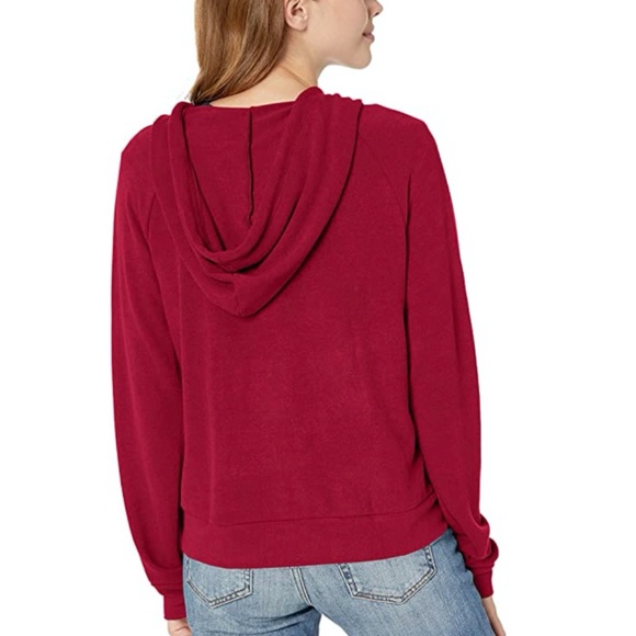 Tresics Cropped Knit 20" Red Zip Up Hoodie - Picture 4 of 4